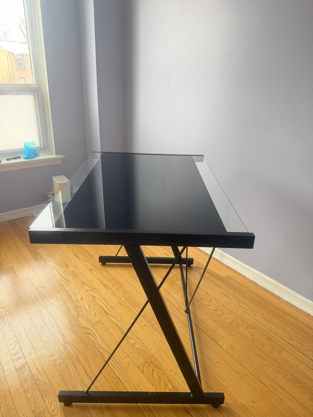 Black Glass Top Desk with Metal Frame - photo 4