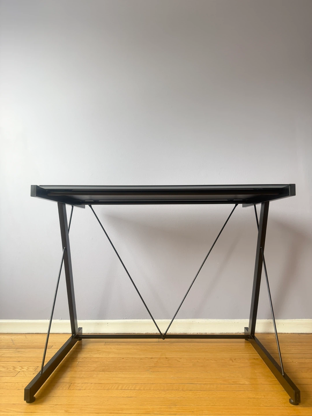 Black Glass Top Desk with Metal Frame - photo 2