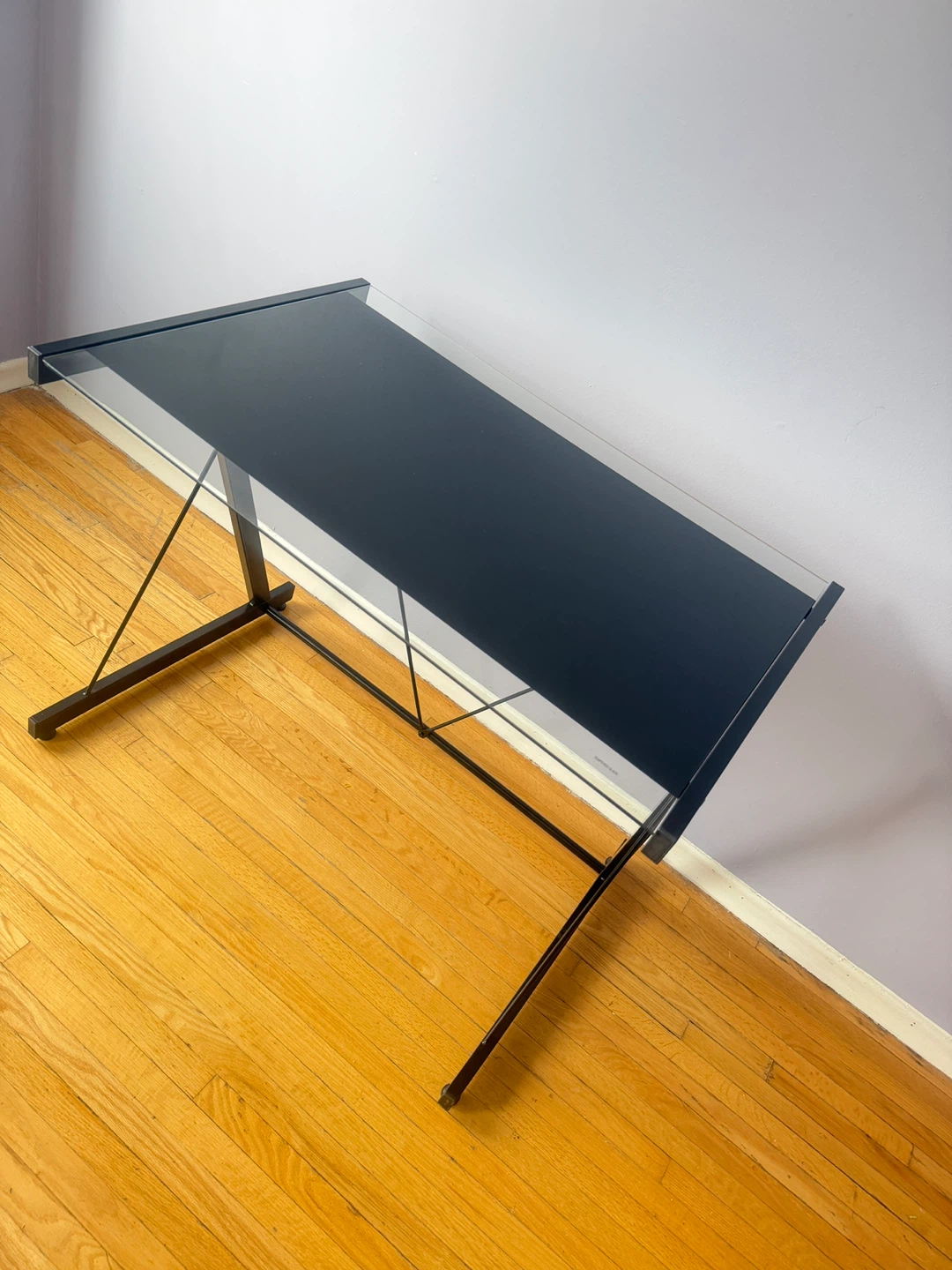 Black Glass Top Desk with Metal Frame - photo 3