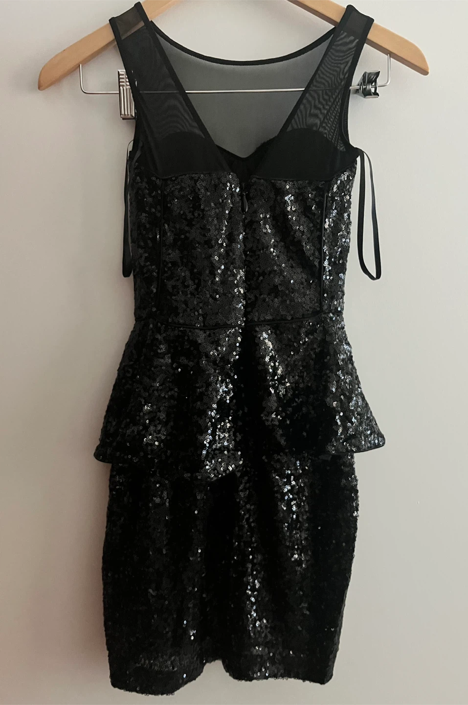 Bebe Black Sequin Peplum Dress (S) - photo 2