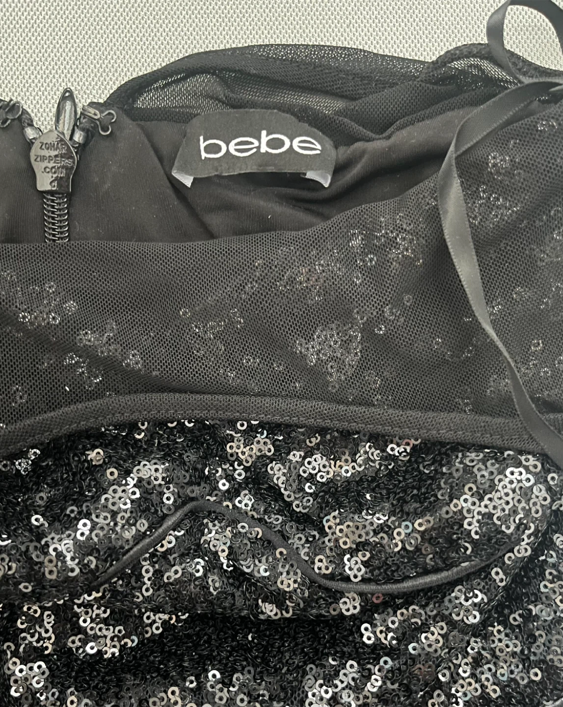 Bebe Black Sequin Peplum Dress (S) - photo 3