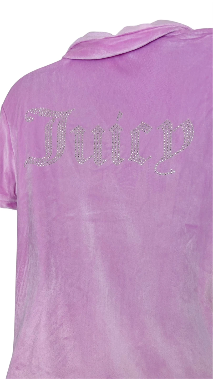 Juicy Couture Sleep Pink Velour Gemstone Pajama Button Up Top - photo 4