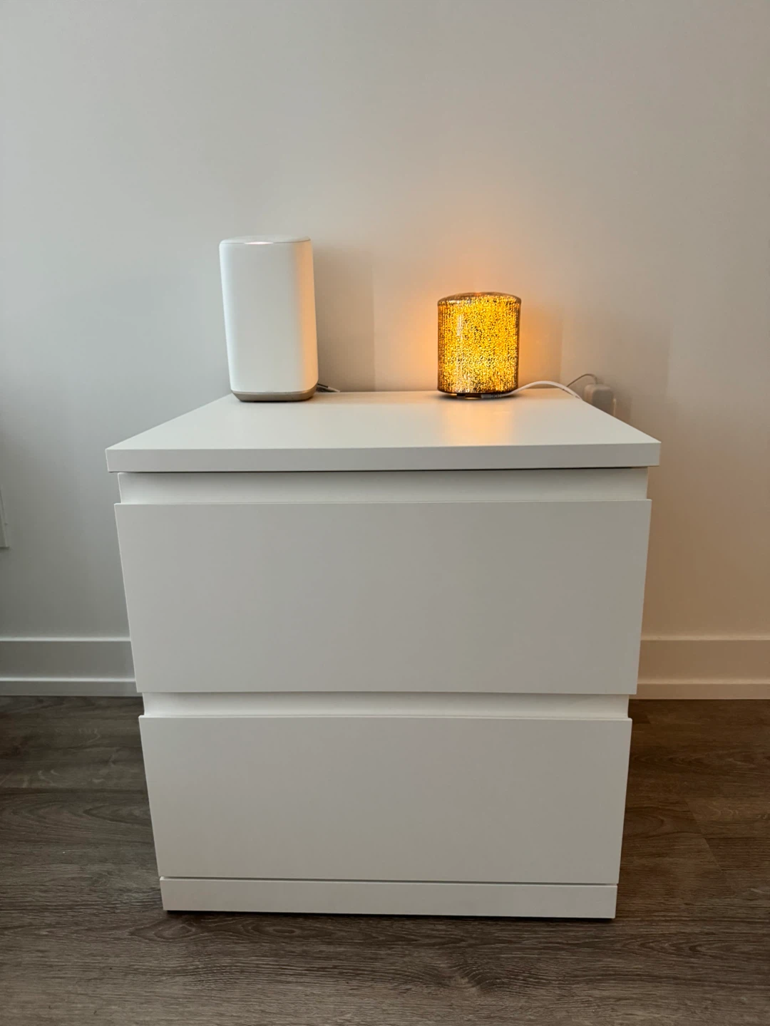 White 2-Drawer Nightstand
