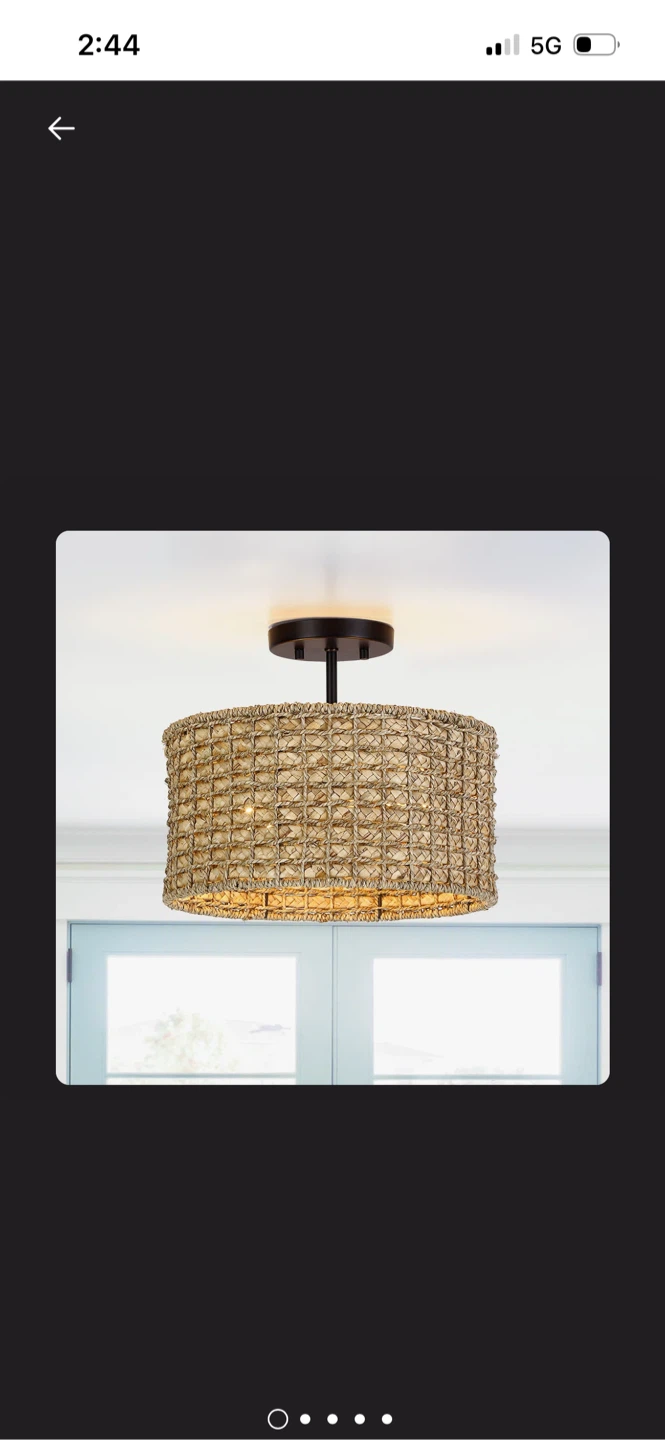New Woven Drum Flush Mount Ceiling Light Fixture
