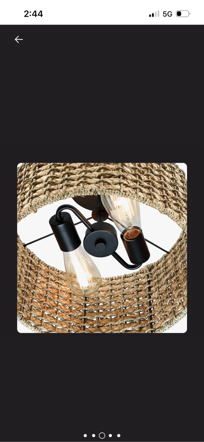 New Woven Drum Flush Mount Ceiling Light Fixture - photo 3