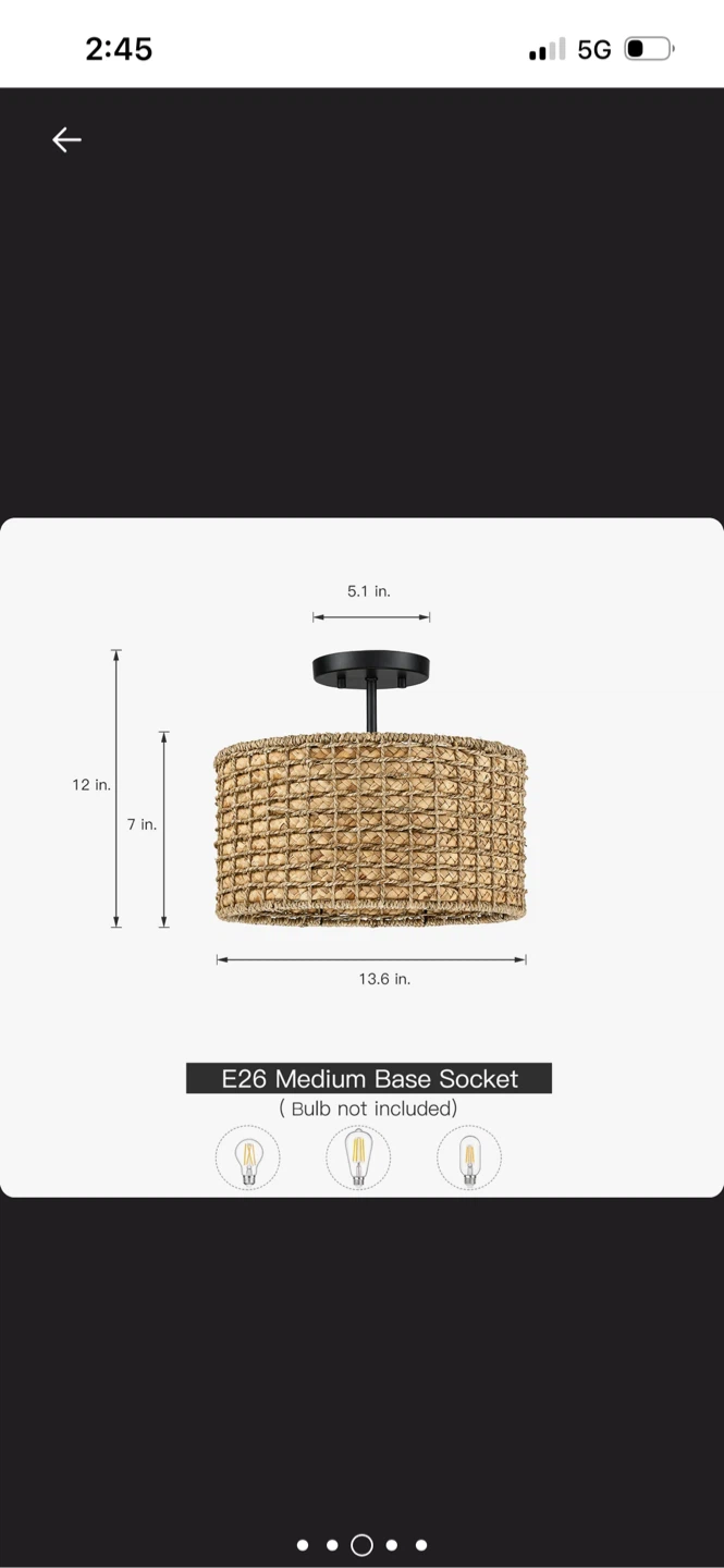 New Woven Drum Flush Mount Ceiling Light Fixture - photo 5