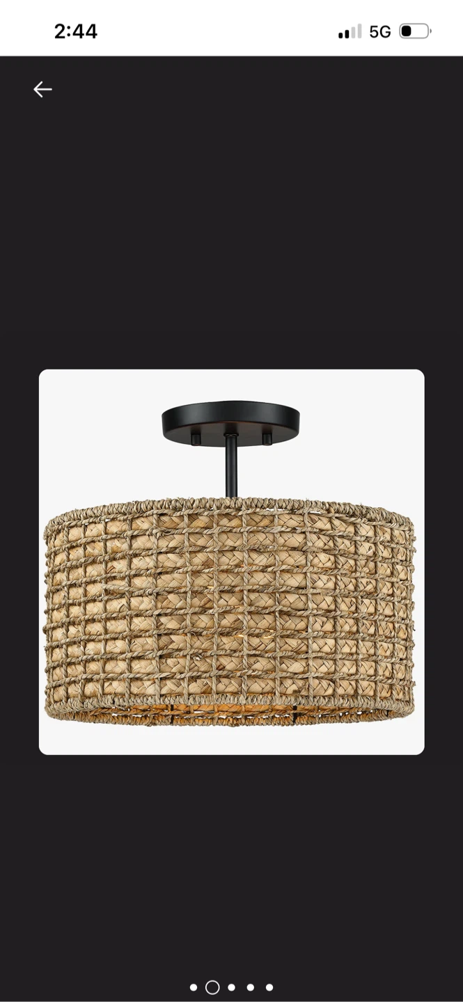 New Woven Drum Flush Mount Ceiling Light Fixture - photo 2