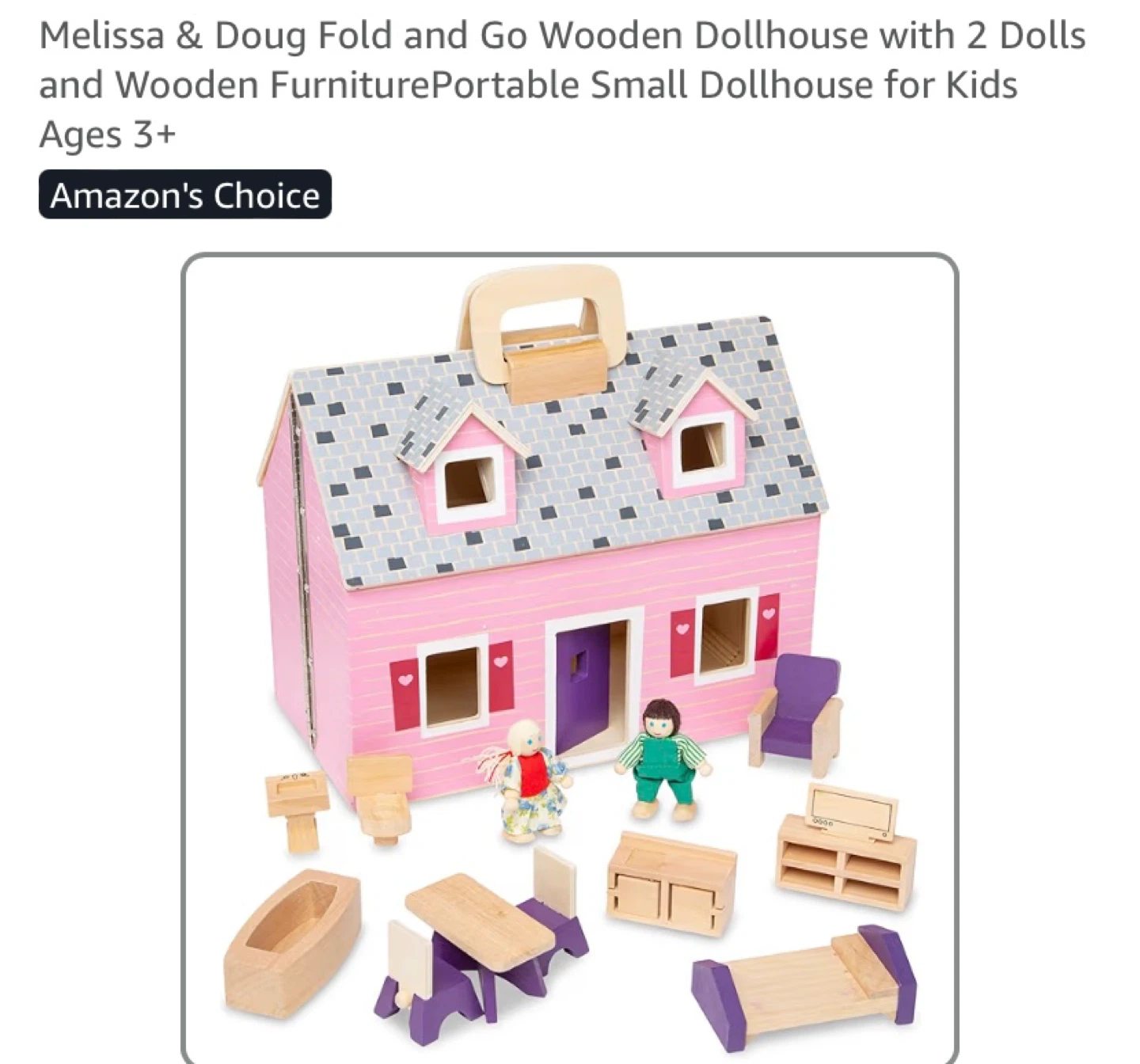 Melissa & Doug Fold and Go Wooden Dollhouse