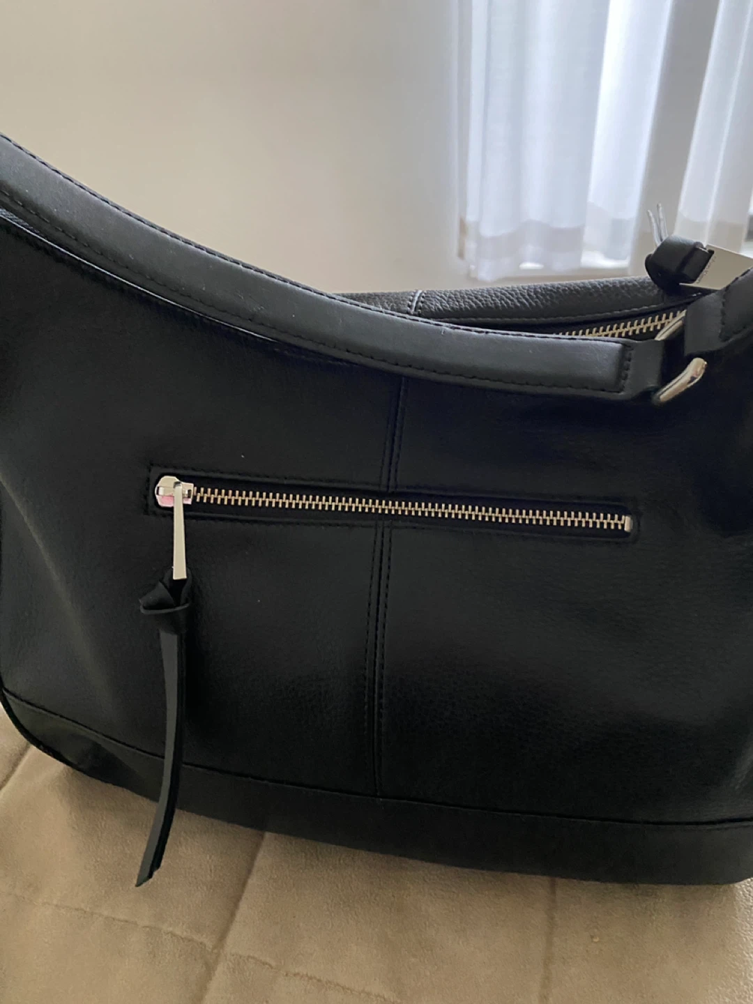 Calvin Klein Black Leather Hobo Handbag New - photo 3