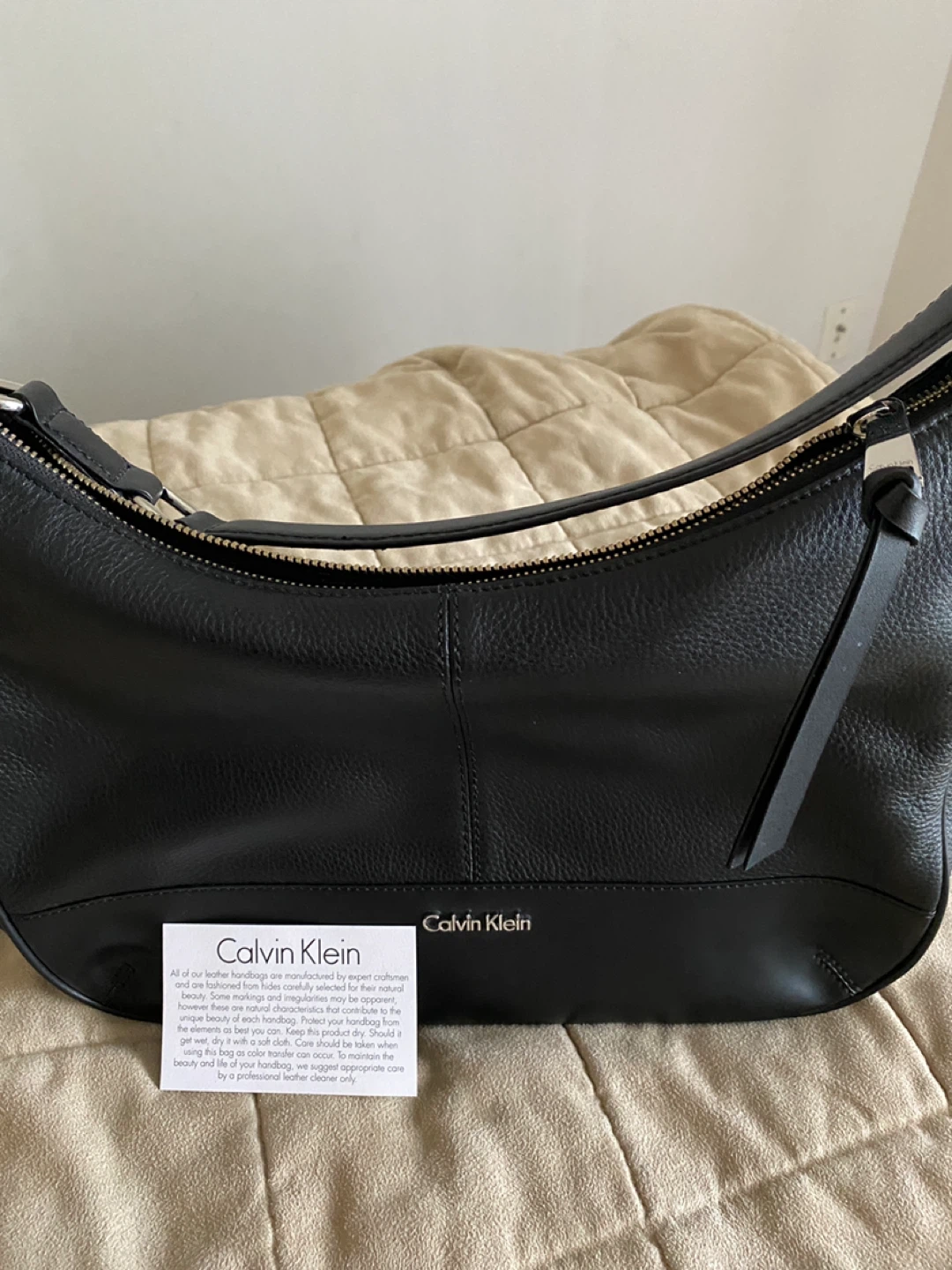 Calvin Klein Black Leather Hobo Handbag New - photo 2