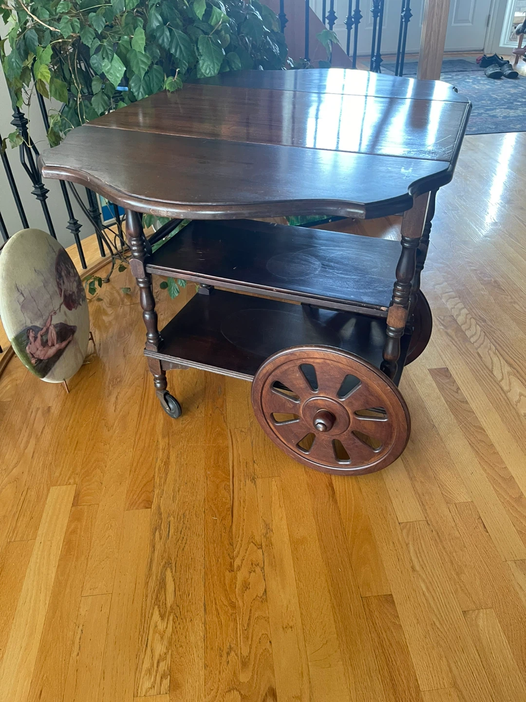 Vintage Wooden Serving Cart with Drop Leaves - photo 5