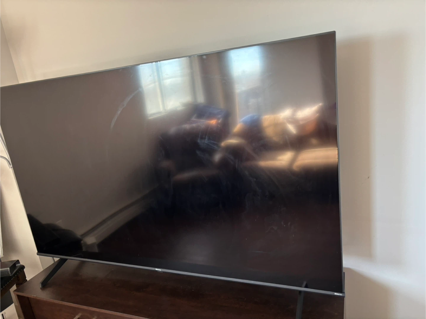 Hisense 70" TV  and wooden TV table - photo 2