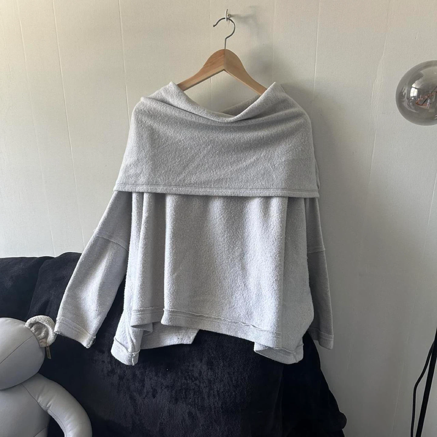 Grey Oversized Cowl Neck Sweater