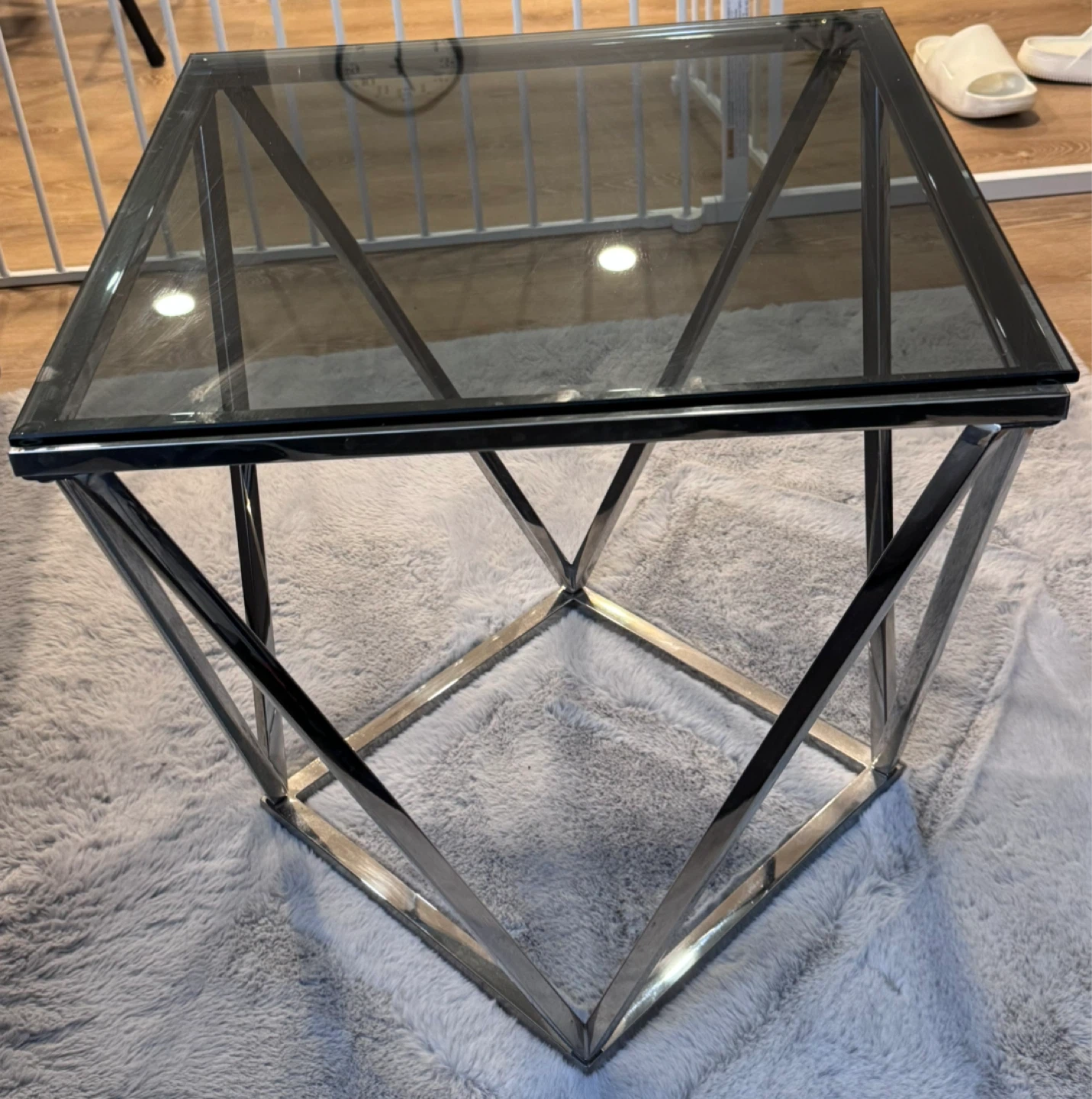 Glass Top End Table with Chrome Frame - photo 2