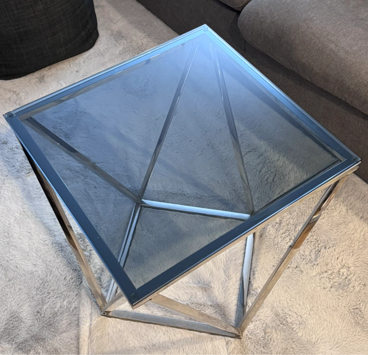 Glass Top End Table with Chrome Frame - photo 3