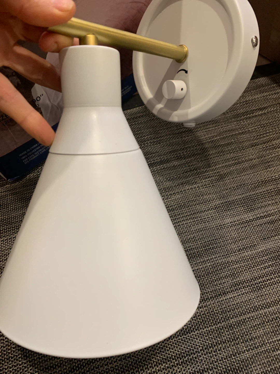 1White Cone Shade Wall Sconce with Brass Arm - photo 2