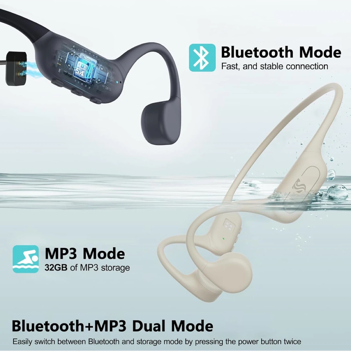 Bone Conduction Headphones - Waterproof Bluetooth 5.4 MP3 Player - photo 5
