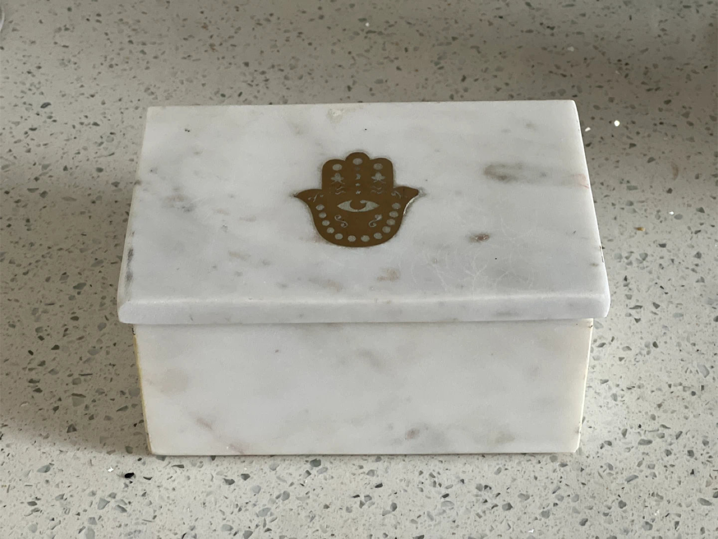 Marble Trinket Box with Hamsa Design - photo 2