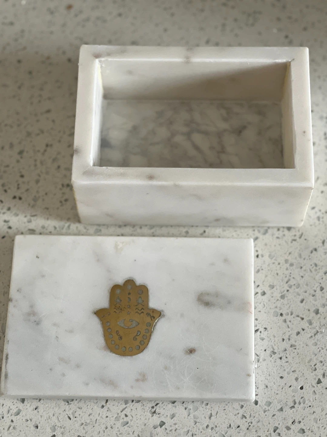 Marble Trinket Box with Hamsa Design - photo 3