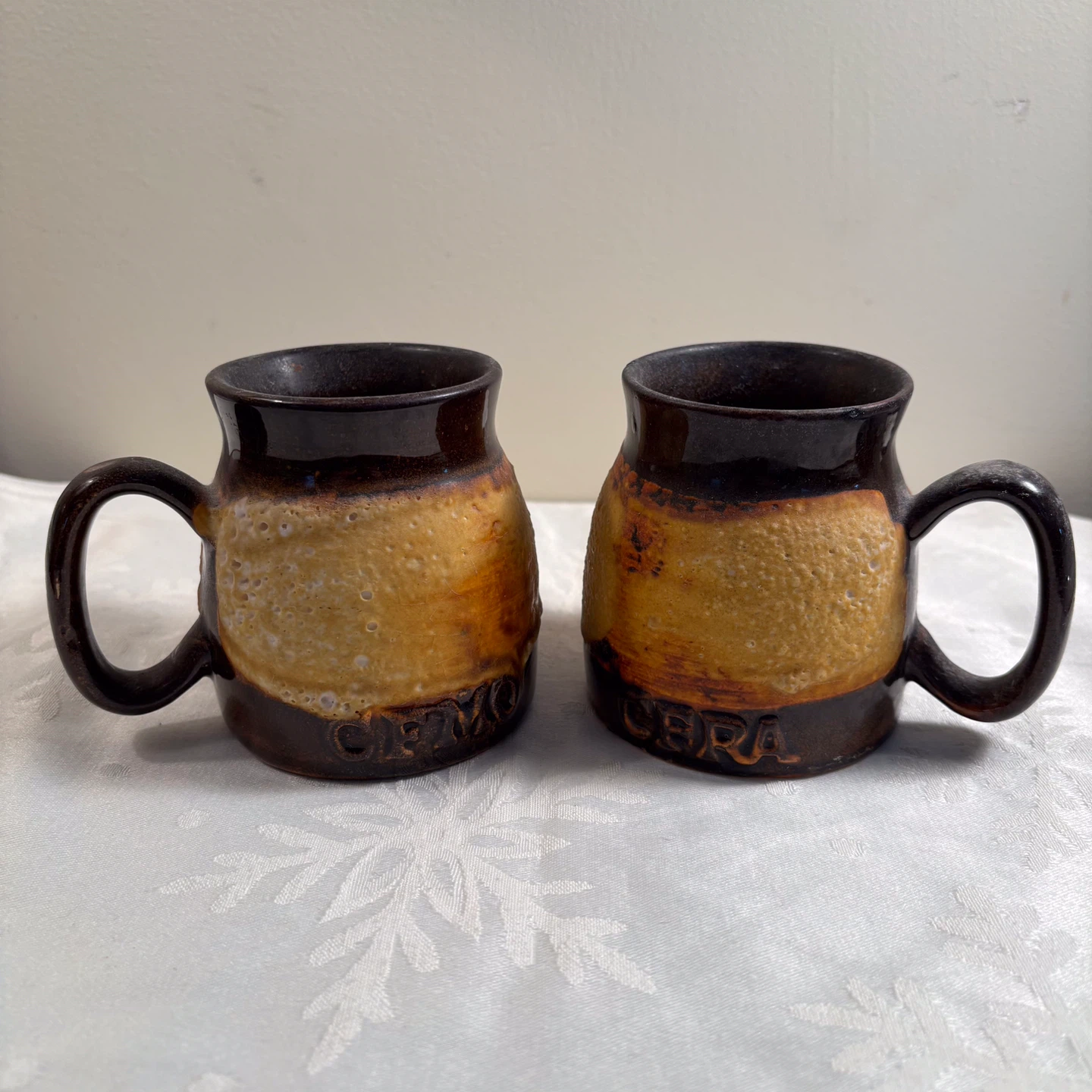 Vintage CFRA/CFMO Signed Laurentian Pottery Fat Lava mugs