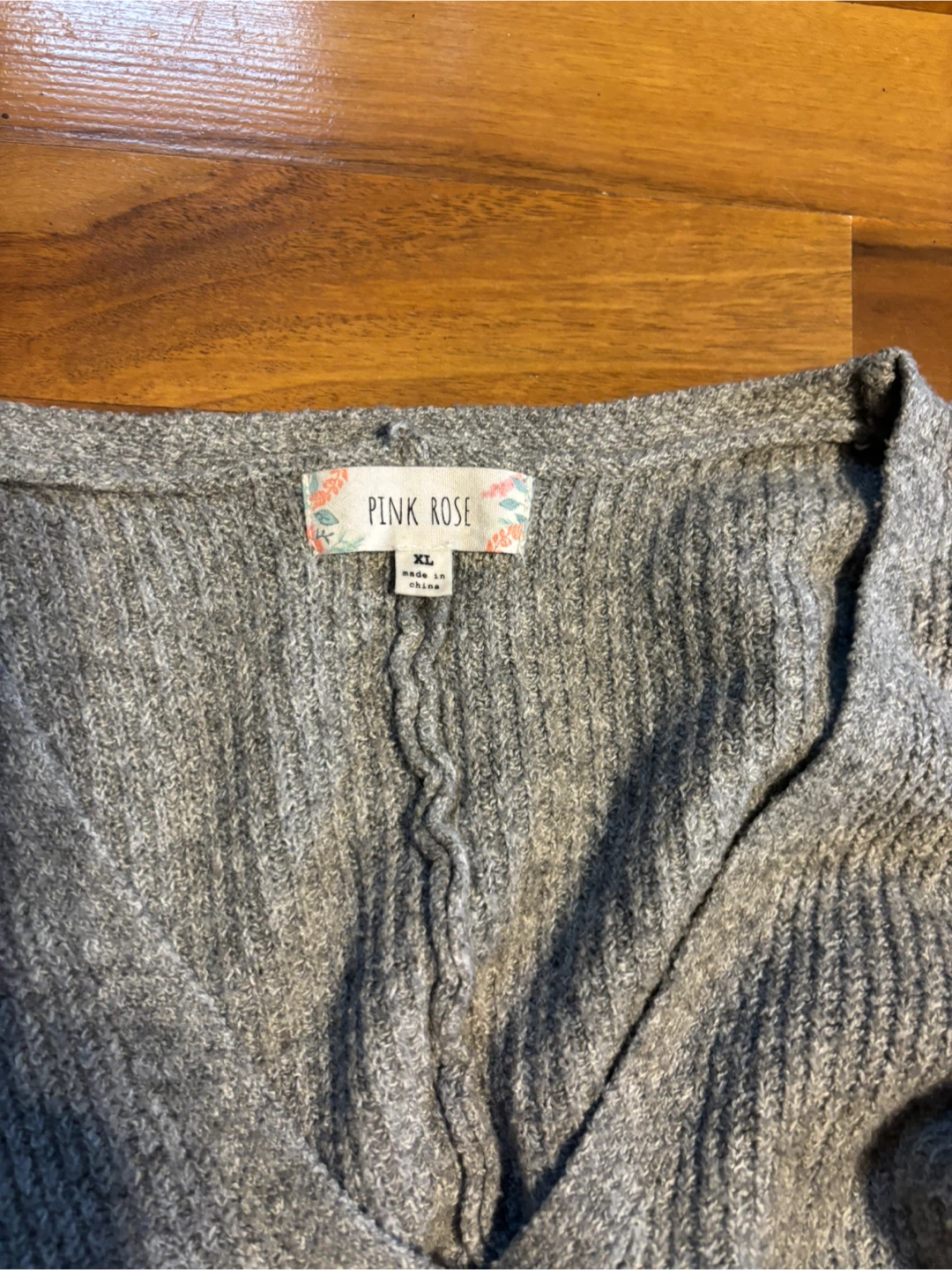 🏆Pink Rose Gray Cardigan Sweater XL - photo 2