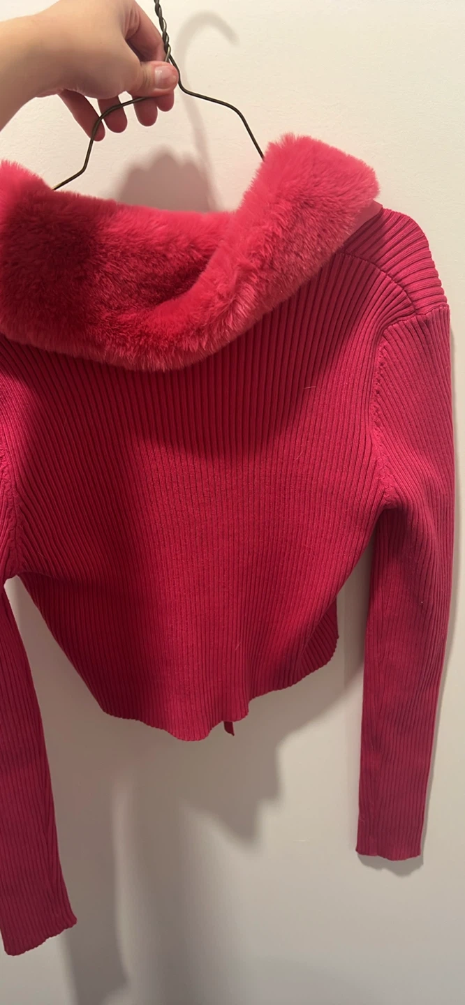 Love Tree Pink Faux Fur Trim Knit Sweater - photo 3