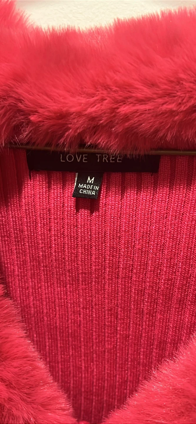Love Tree Pink Faux Fur Trim Knit Sweater - photo 2