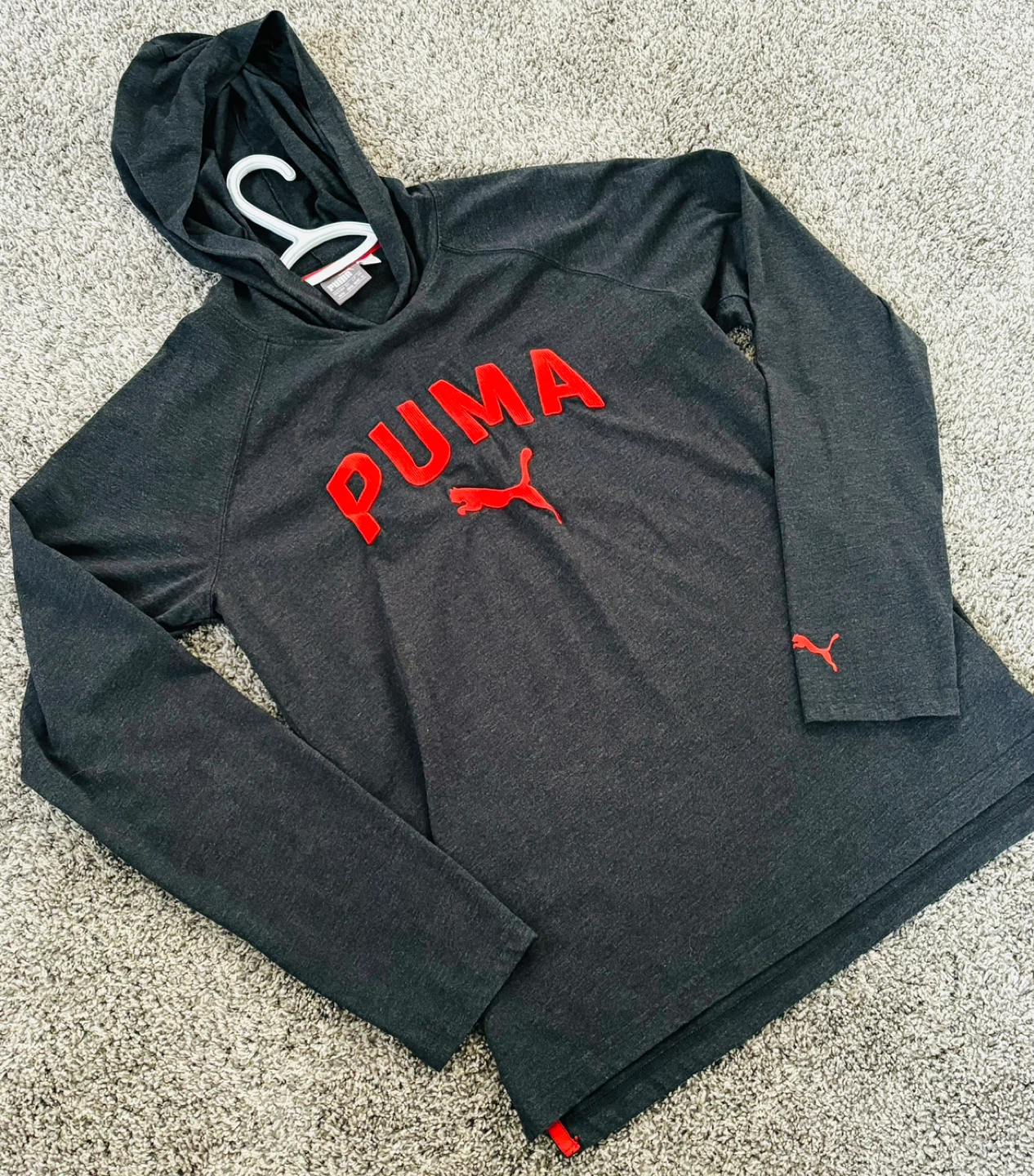 Puma Men's Grey Hoodie with Red Logo - Size Medium - photo 4