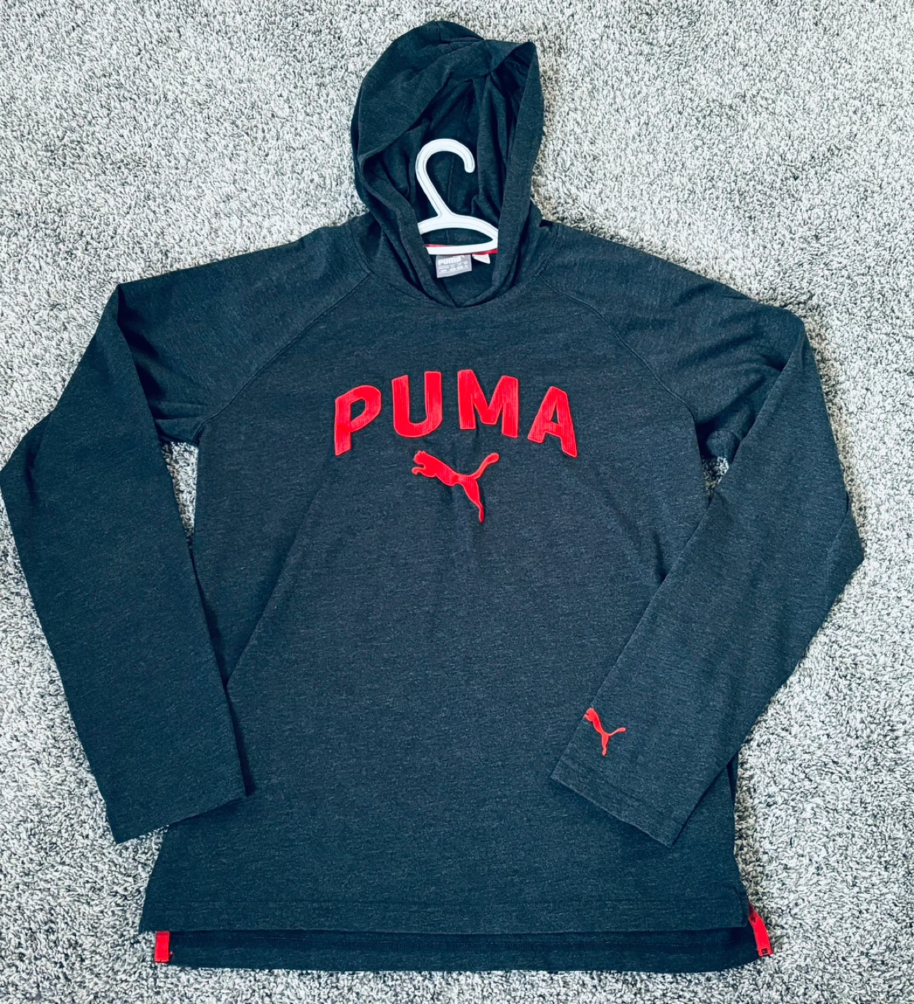 Puma Men's Grey Hoodie with Red Logo - Size Medium - photo 3