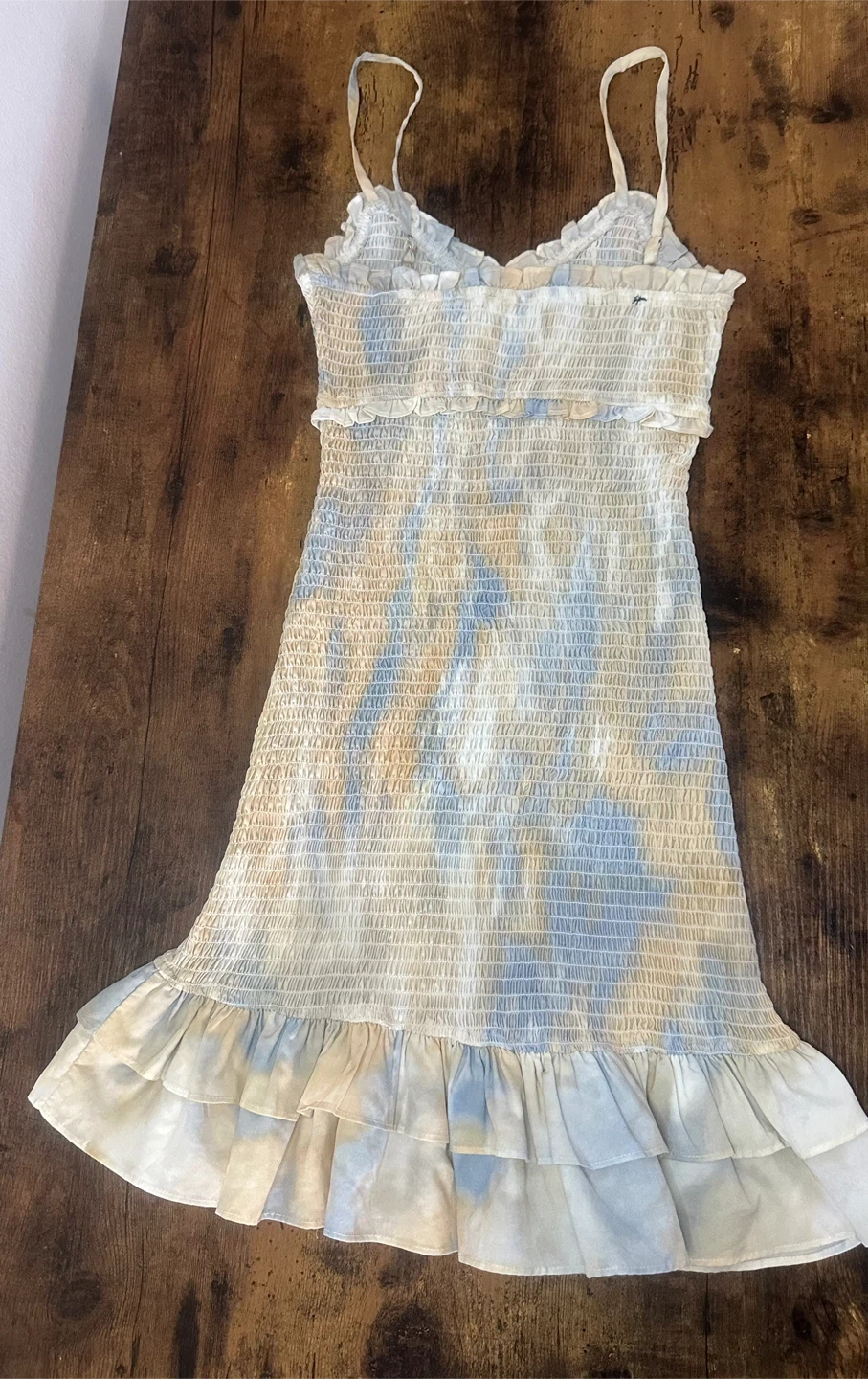 Smocked Sundress with Ruffles - Blue/White Tie-Dye - photo 2