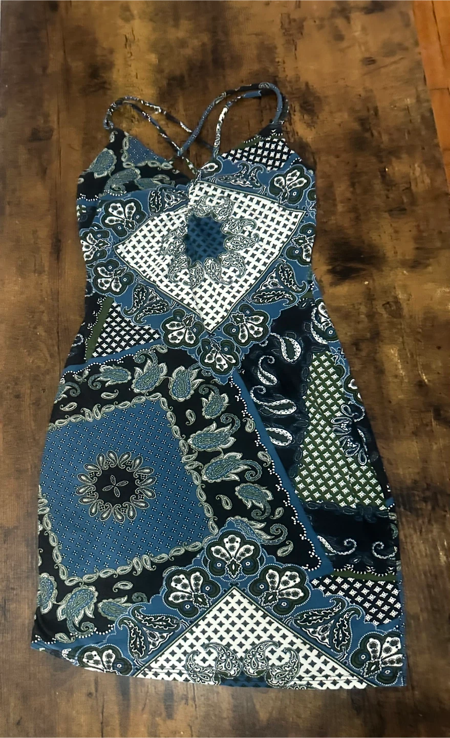 Patchwork Print Halter Neck Dress