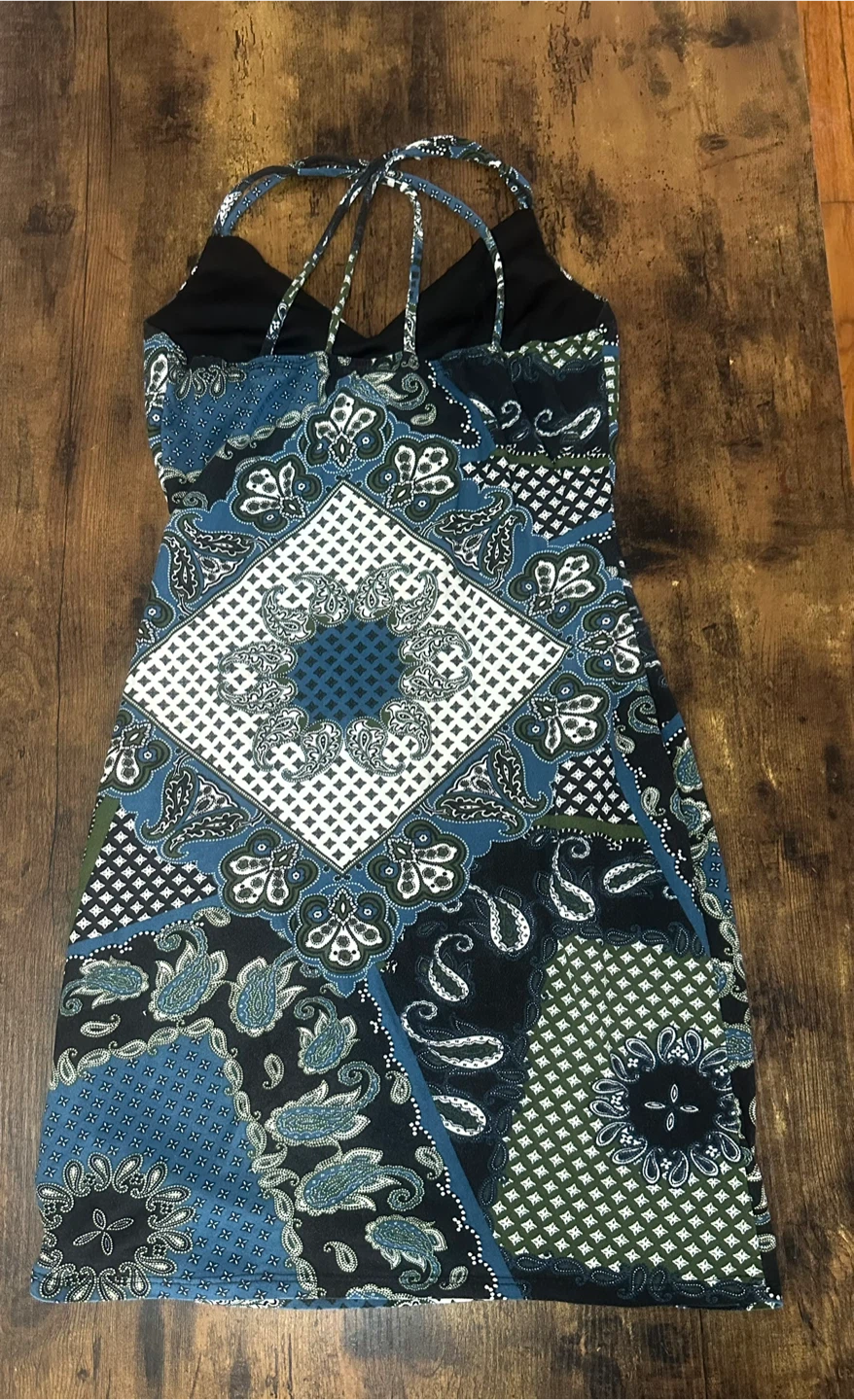 Patchwork Print Halter Neck Dress - photo 2