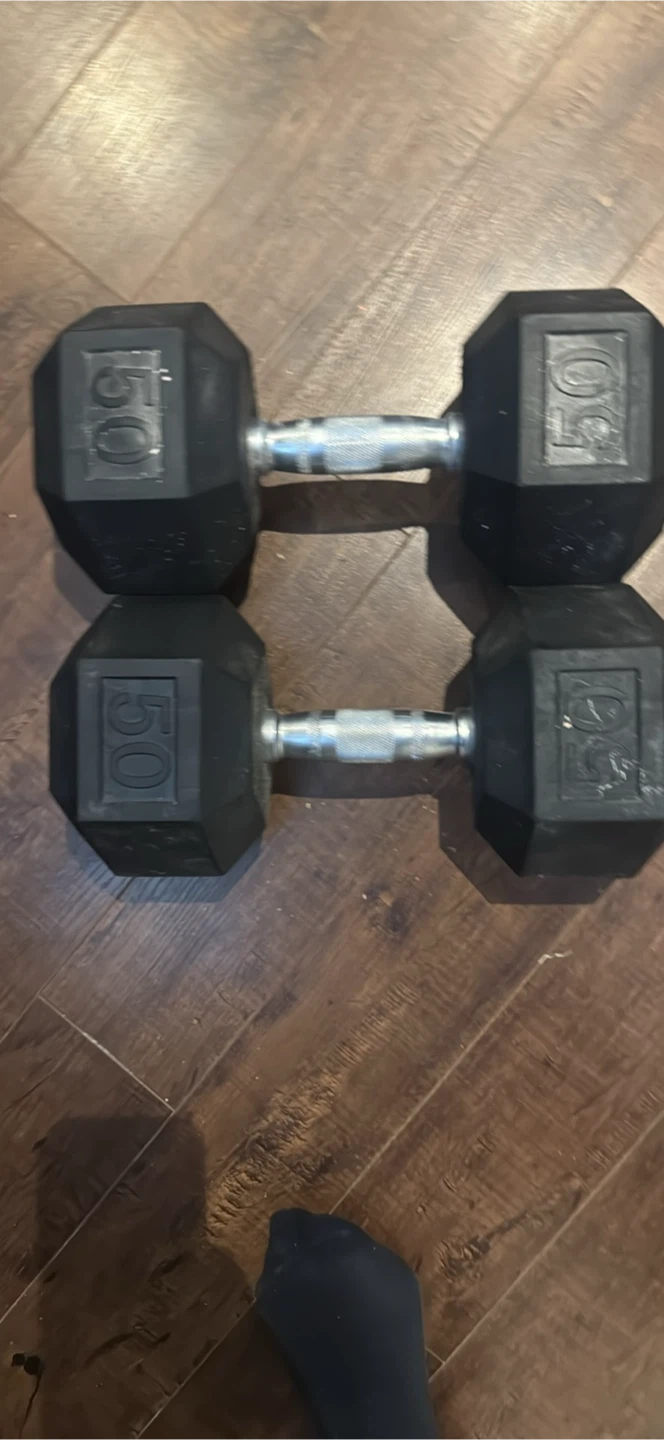 Pair of 50lb Hex Dumbbells - photo 2