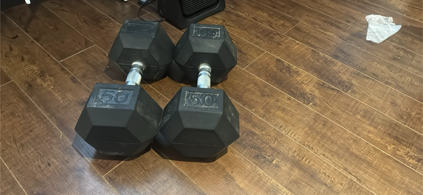 Pair of 50lb Hex Dumbbells