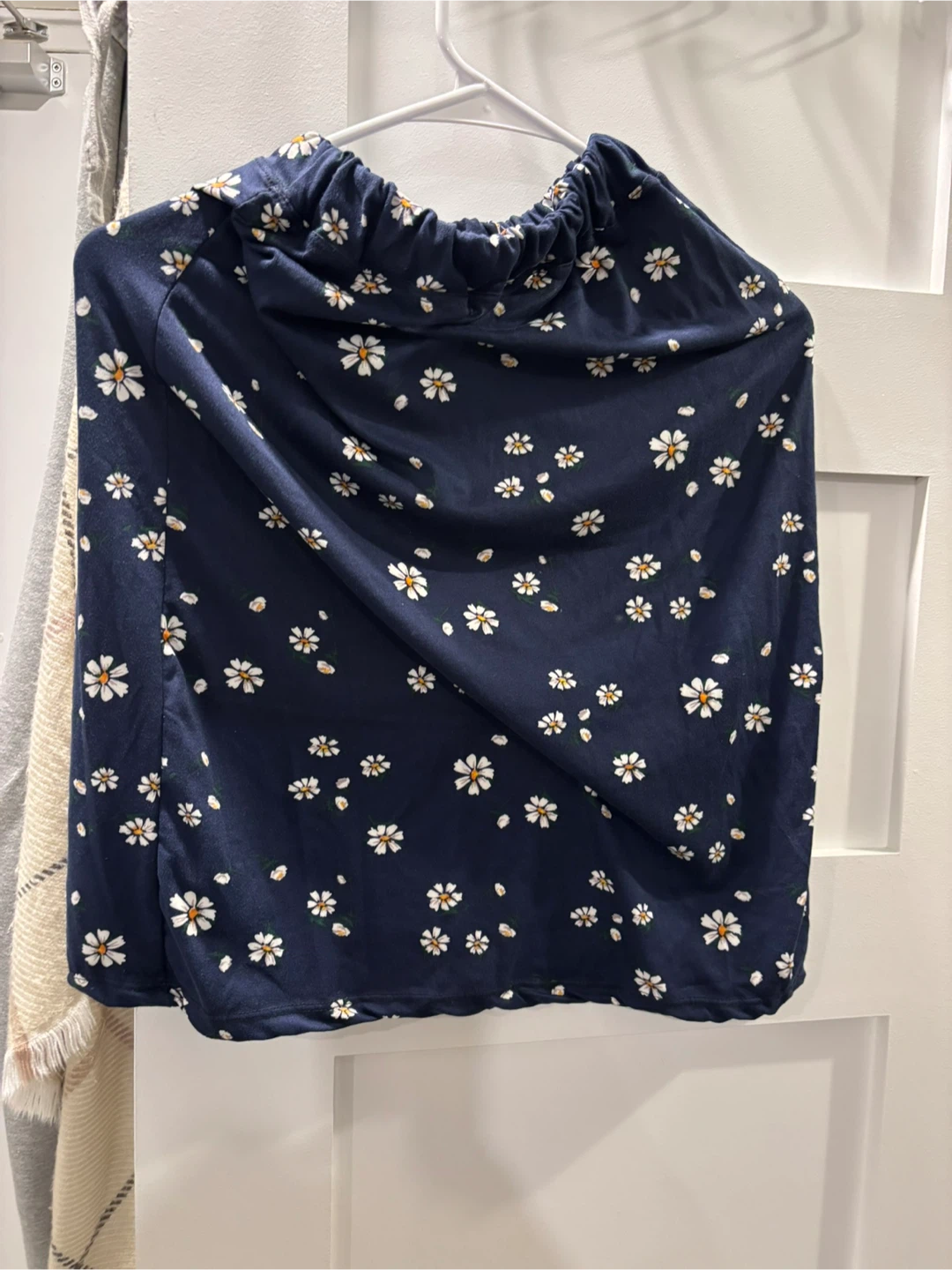 Navy Blue Daisy Print Skirt