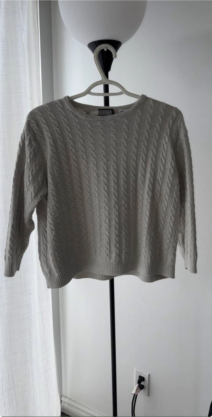 Light Grey Cable Knit Sweater - photo 2