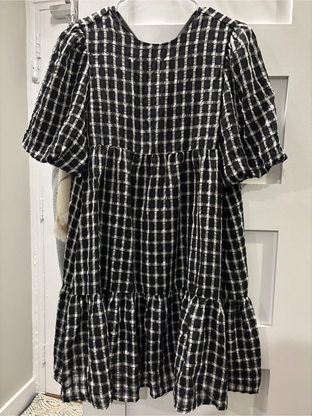 Zara Black and White Gingham Tiered Dress