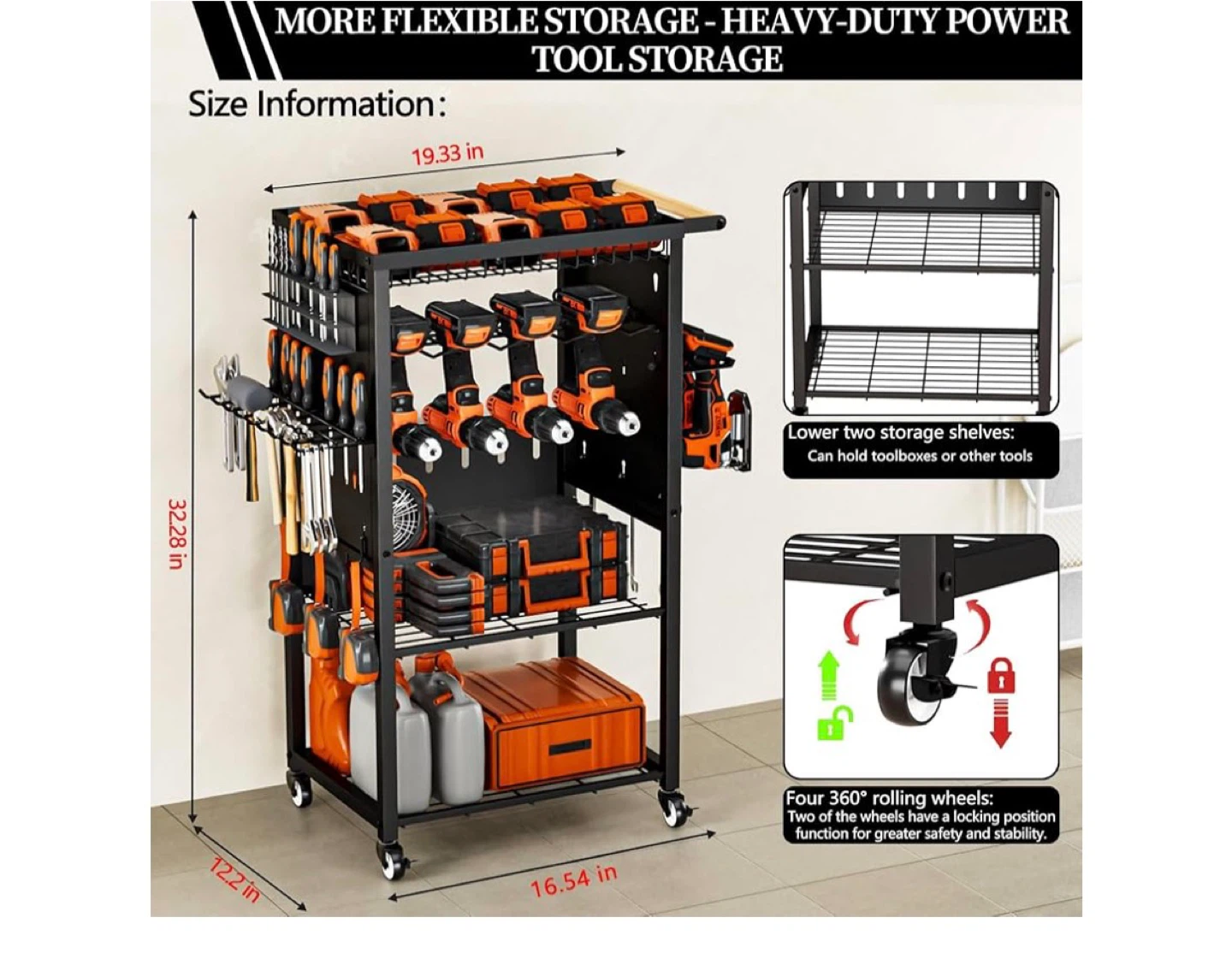 Heavy-Duty Power Tool Storage Cart