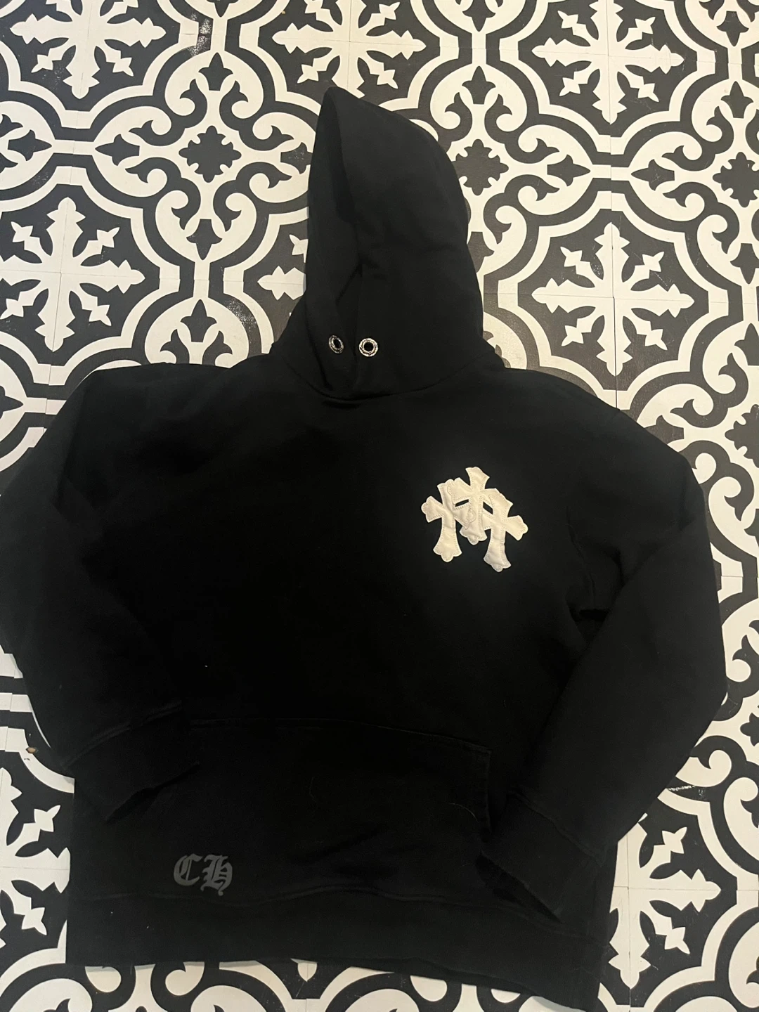 Chrome Hearts Black Hoodie with Cross Graphic