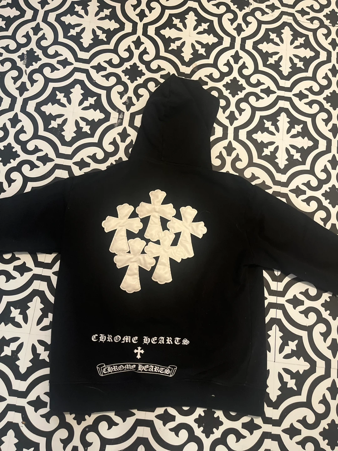 Chrome Hearts Black Hoodie with Cross Graphic - photo 2