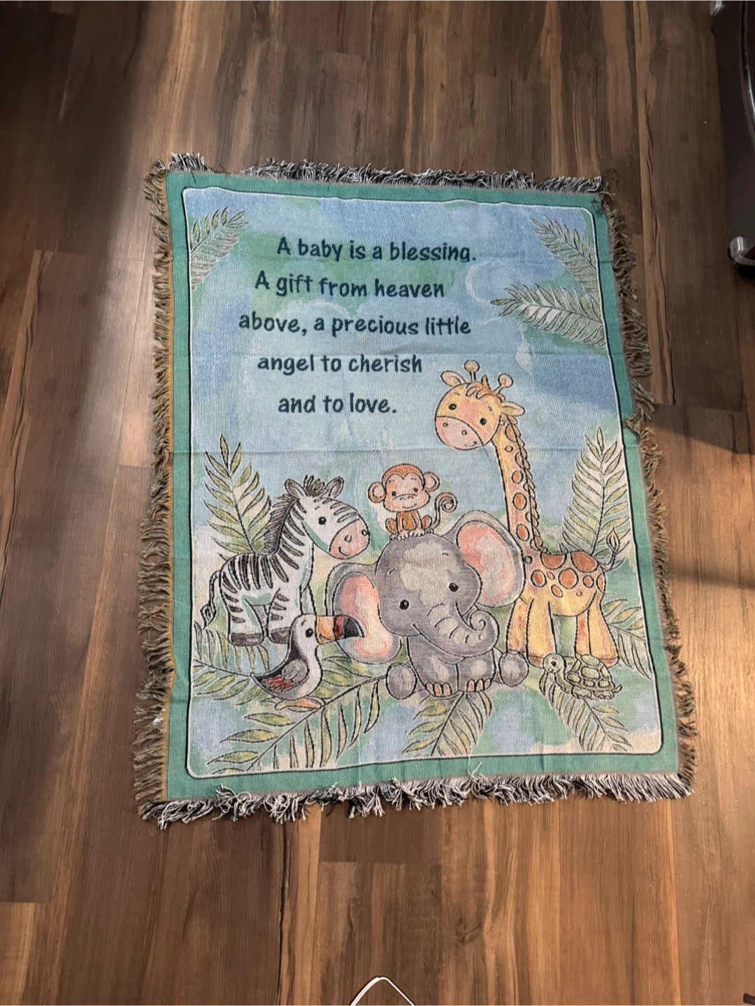 🏆Jungle Baby Tapestry Fringe Border Blanket Collections Etc New