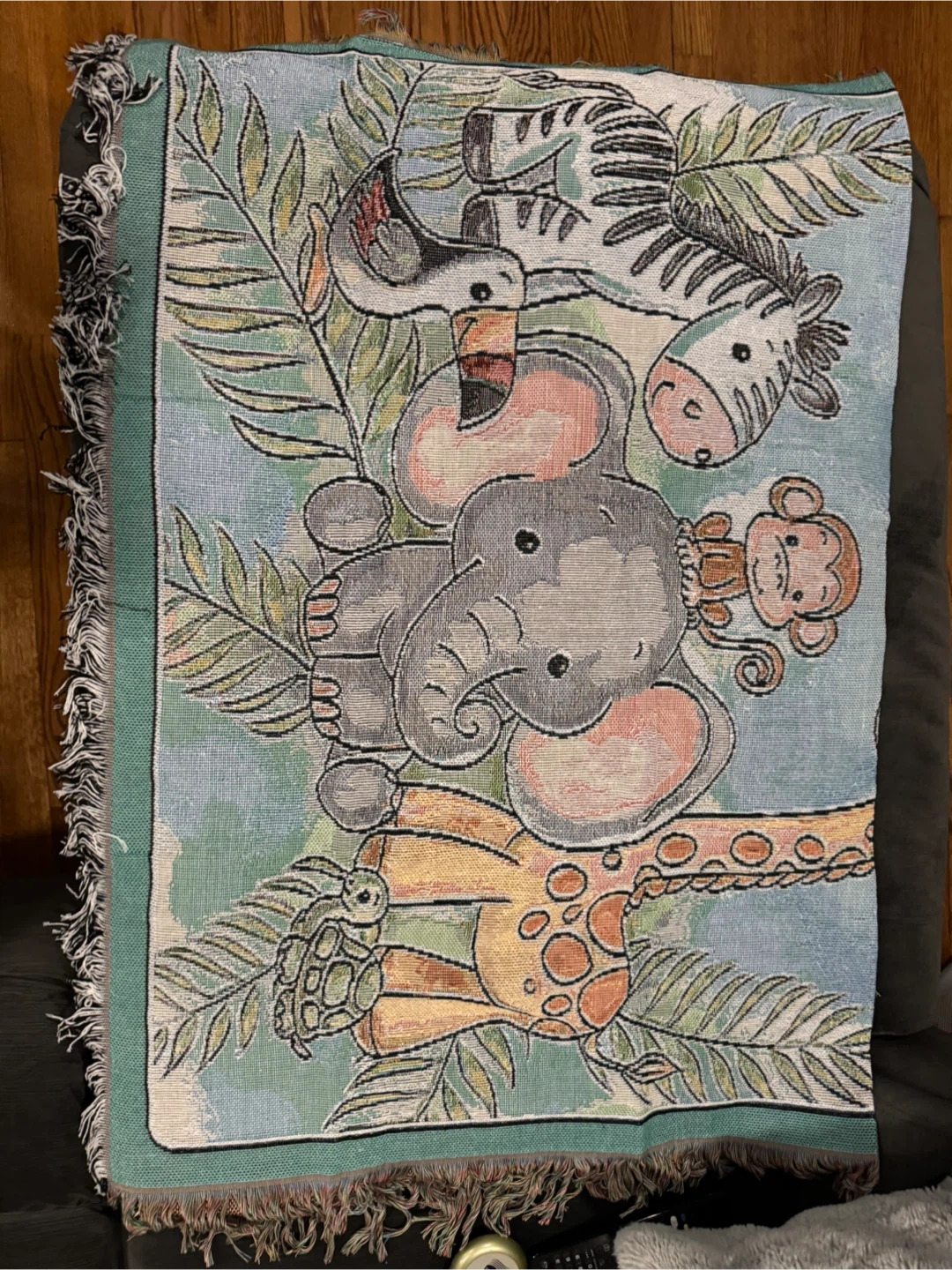 🏆Jungle Baby Tapestry Fringe Border Blanket Collections Etc New - photo 2