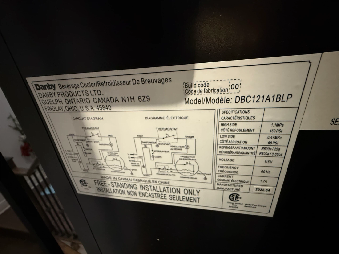 Danby Beverage Cooler DBC121A1BLP - photo 3