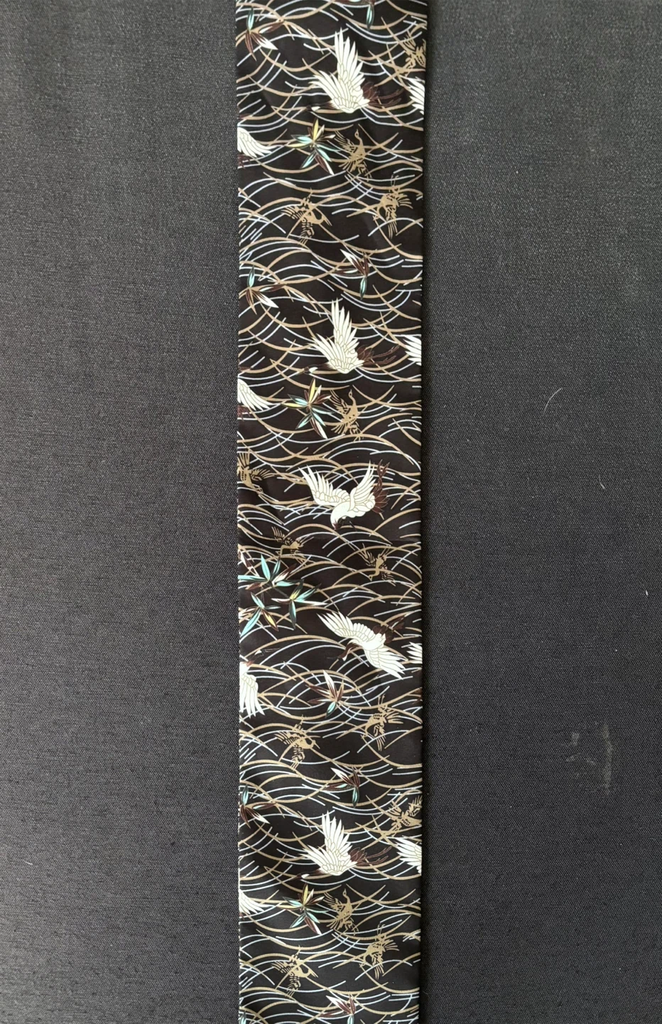 Japanese Crane Print Obi Sash (kimono belt) 🏆