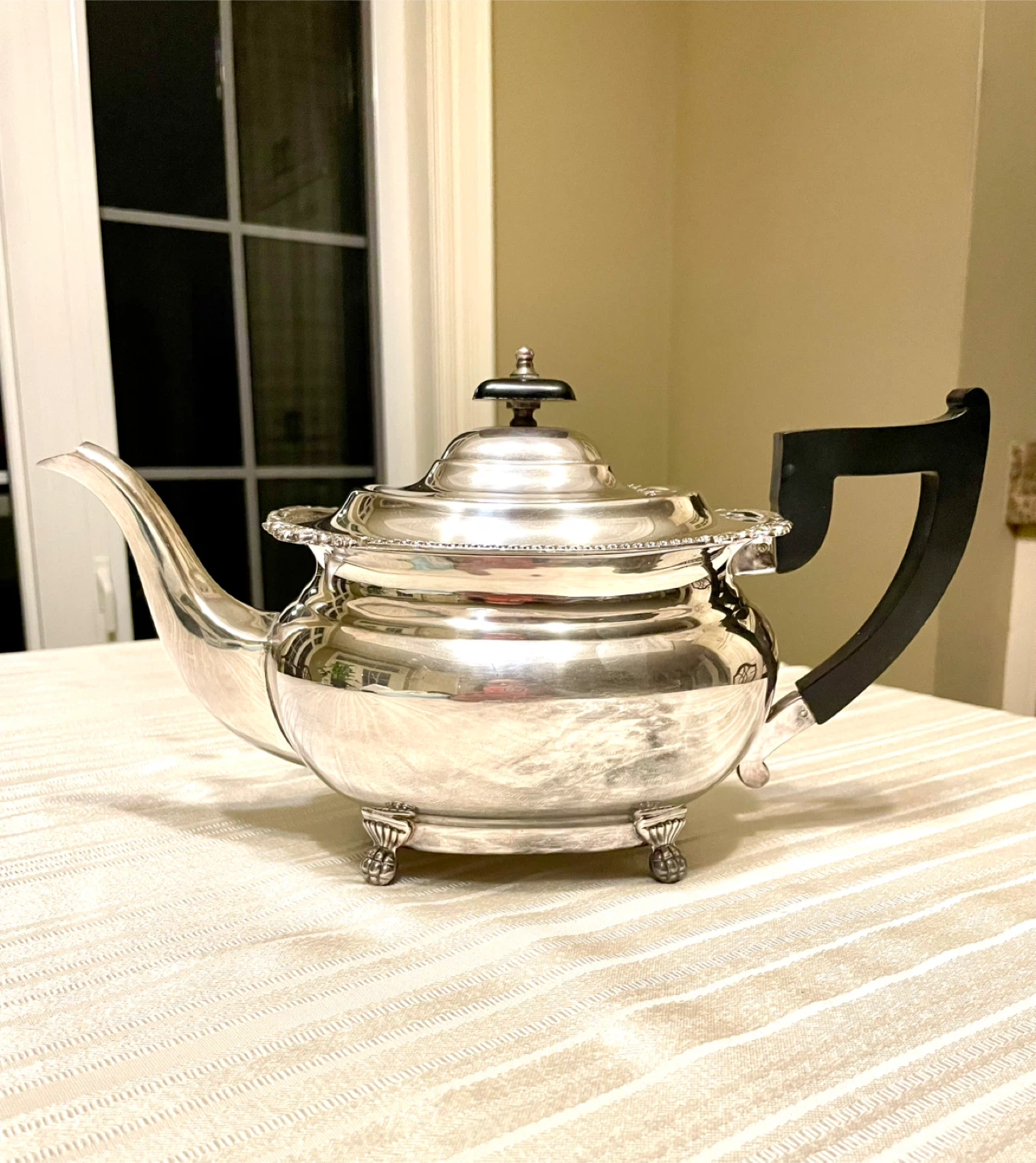 STUNNING SILVER Footed Teapot Made in England