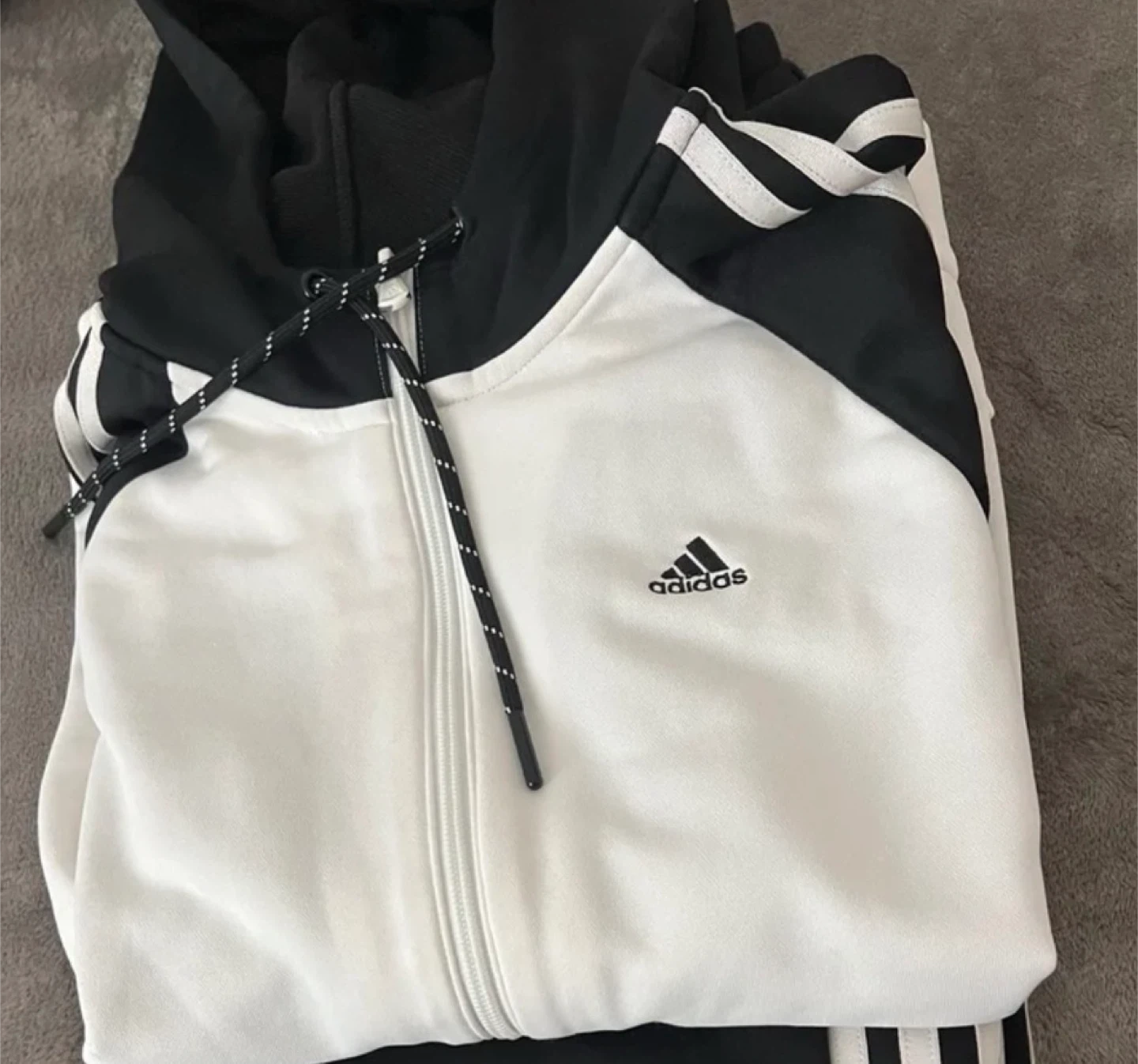 Adidas Zip-Up Hoodie Jacket White/Black - photo 5
