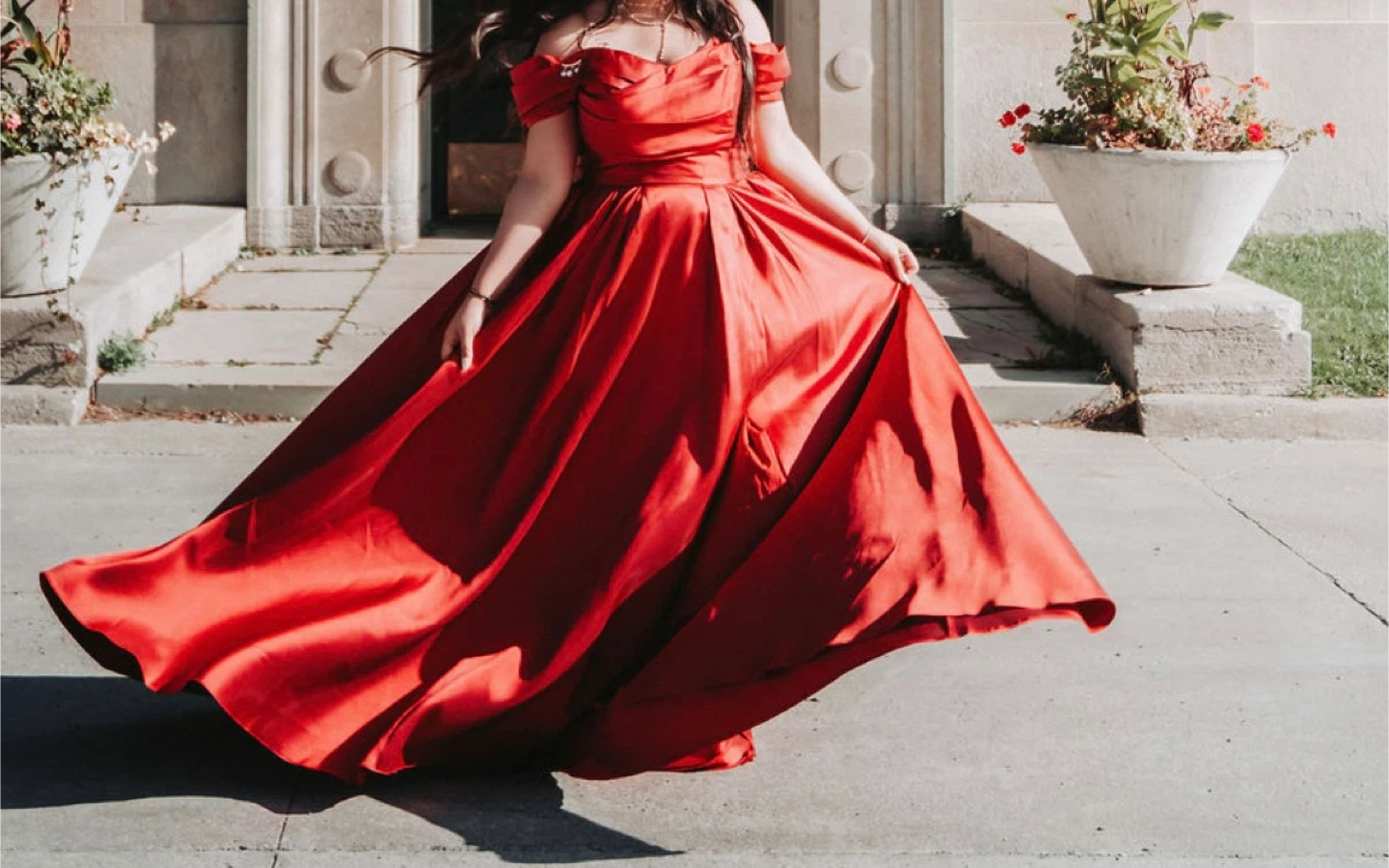 Elegant Red Off-Shoulder Evening Gown – Like New (Used Once)