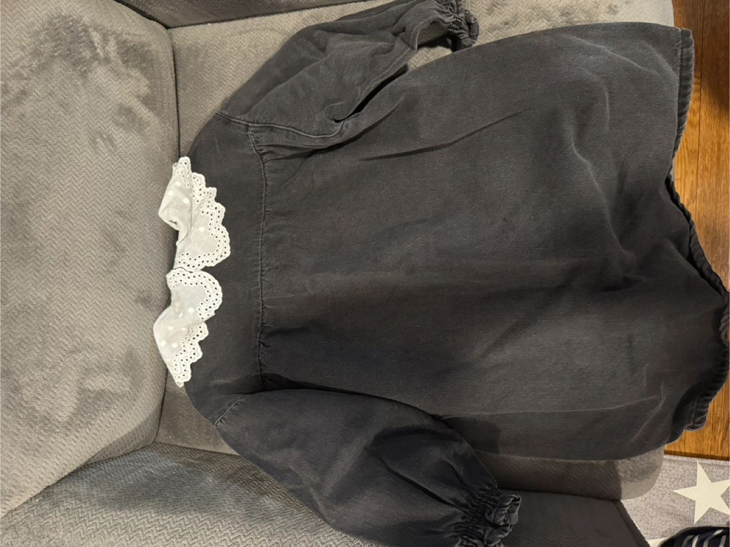 🏆 Zara Black Denim Dress w White Lace Collar Size 4/5 Years NWT - photo 5