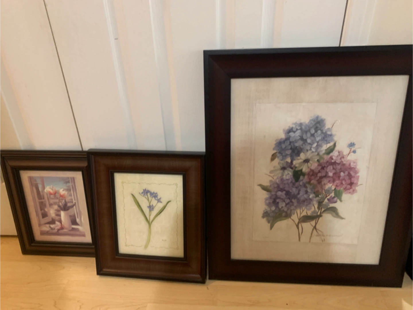 Set of 3 dark brown Framed Floral Prints