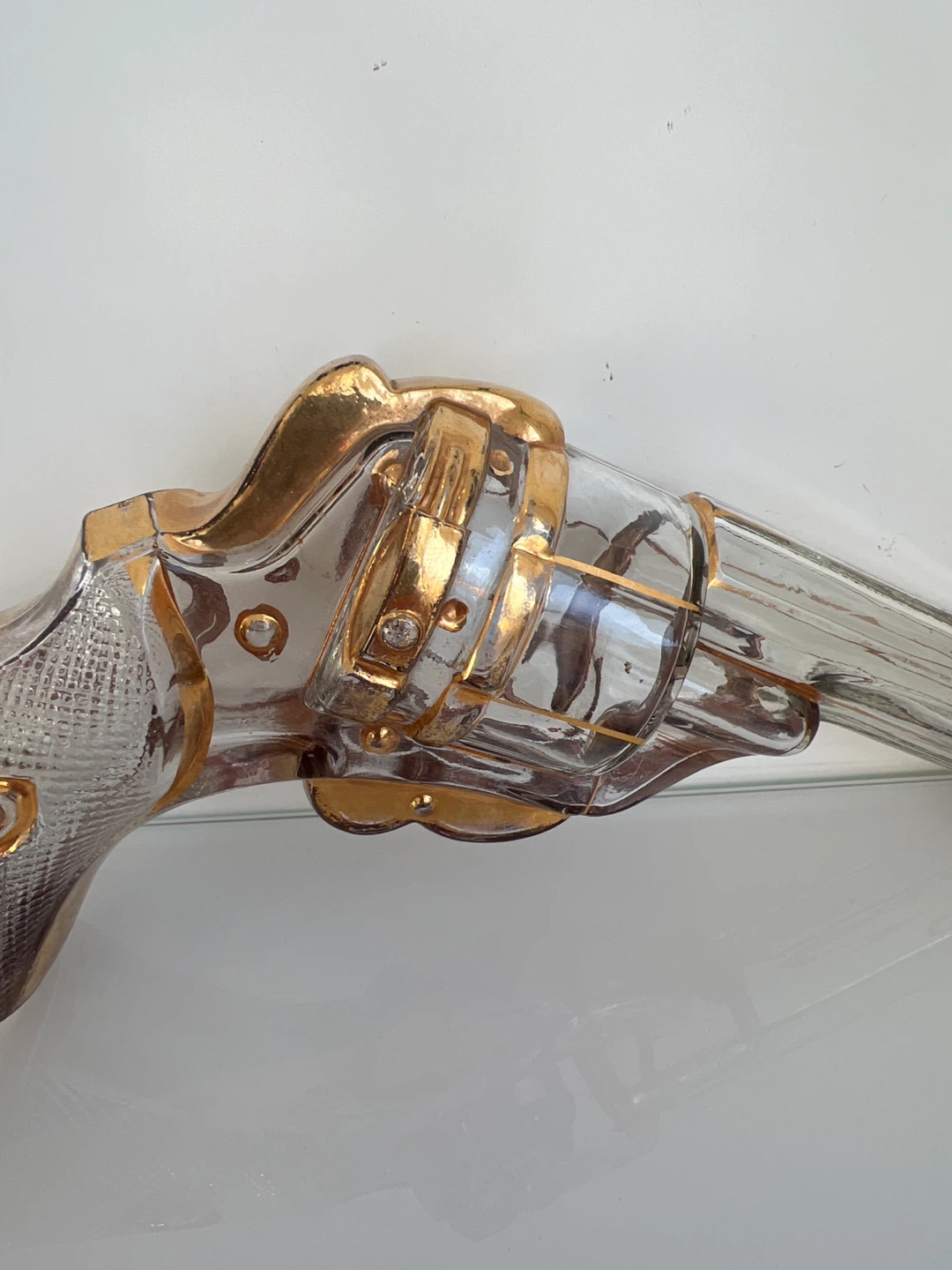 Austrian Glass Bottle Pistol 1955 Famosa LPW Gorgeous Gold/Clear - photo 3